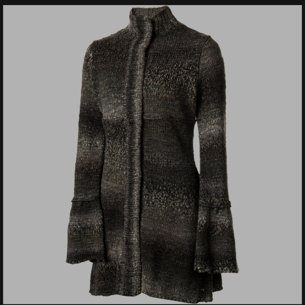 Prana Textured Knit Cardigan in Gray and Black